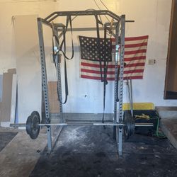 Squat Rack And Weights (bumper Plates)