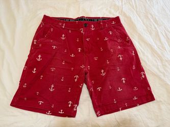 Denali Men’s Red Nautical Anchor Print Chino Shorts – Size 34