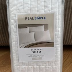 Brand New White Cotton Sateen Pillow Cover Quilted Pillow Shams