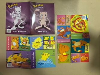 Vtg 1999 Pokemon School Folder Mew & Mewtwo Nintendo Plymouth Unpunched Lot Of 3 CLEAN!