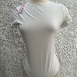 Elegant White Women's bodysuit Top size large
