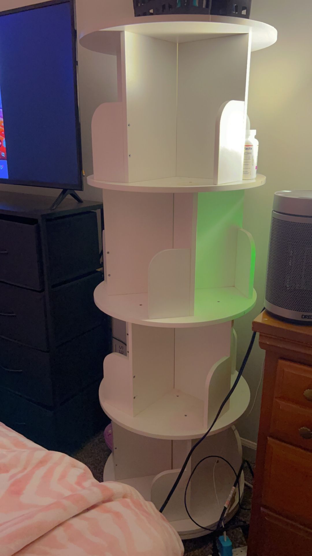 Plastic 3 Tier Drawer And A 4 Tier Wood Bookshelf
