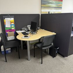 Cubicle Desk With Attached Walls