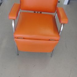 Vintage Full Reclining Orange  Leather Hairdresser Chair