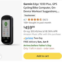 Garmin Edge 1030 Plus, GPS Cycling/Bike Computer- black Used - Like New
