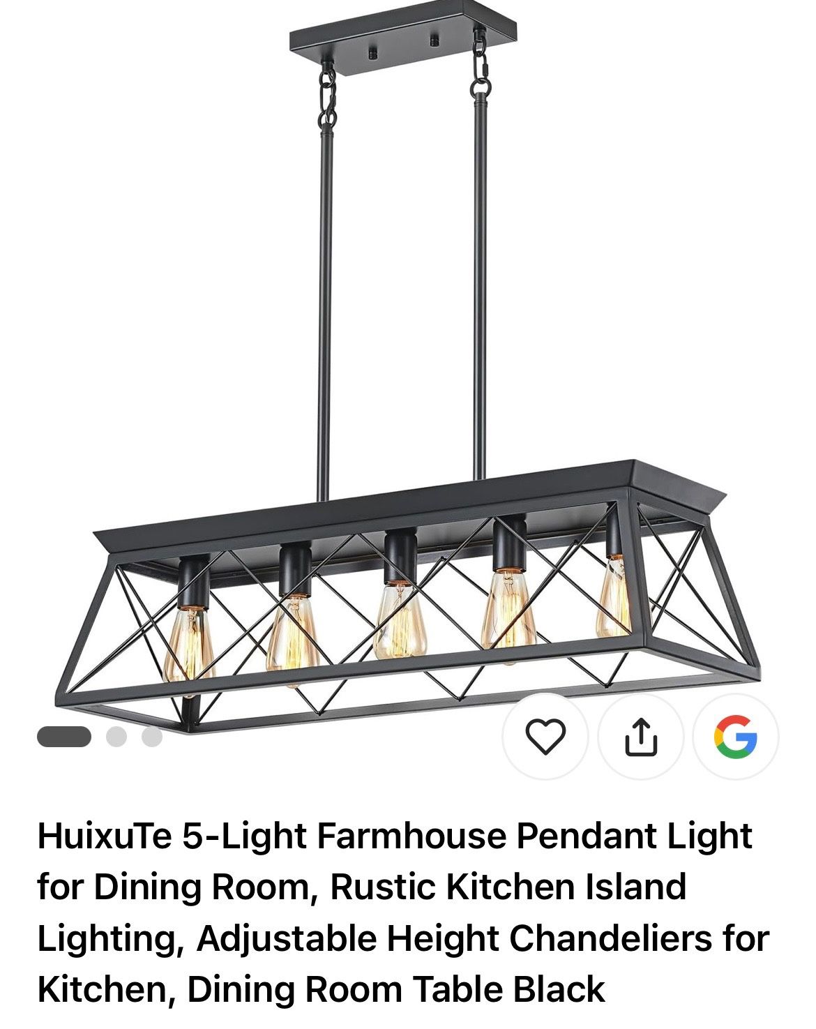 5-Light Farmhouse Pendant Light – Rustic Black Kitchen Island Fixture