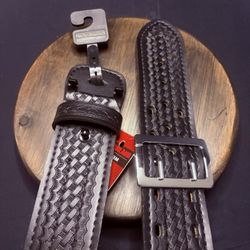 Safariland Model 87 Duty Belt - Size 32 - Sued Lined Basketweave - Black/Chrome