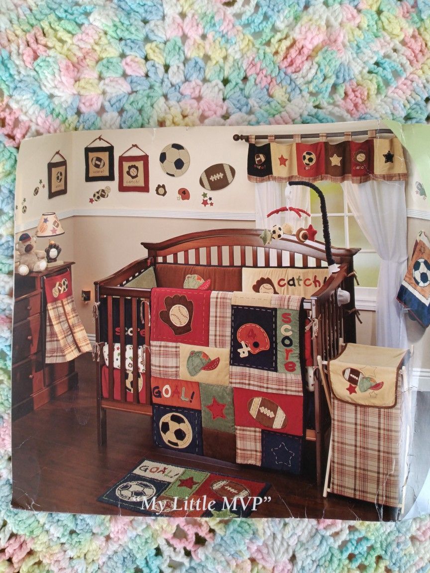 ❤️ NOJO, "MY LITTLE MVP" Baby Boys Crib Bedding Set, Plus Options! 🌼 Excellent Quality 🌼 Includes 10 Items! READ!⚽🏈⚾