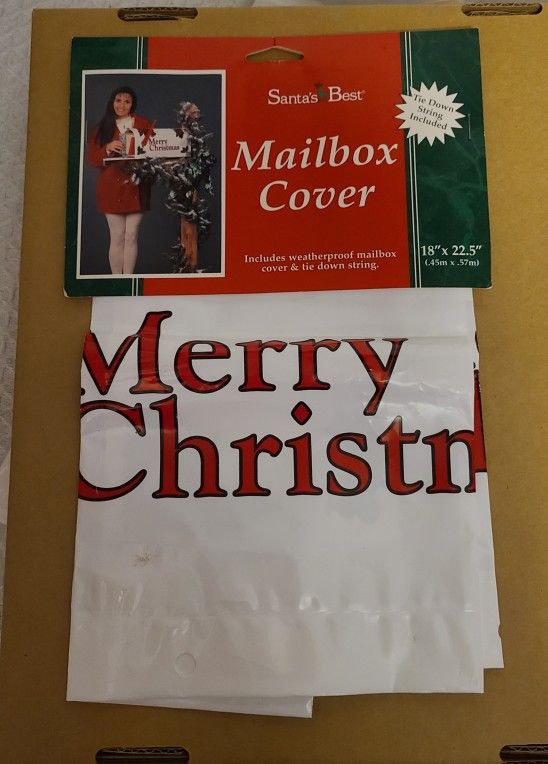 Christmas Mailbox Cover 18" X 22.5" Weatherproof Tie Down String