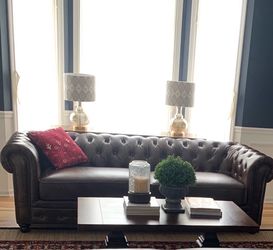 Chesterfield leather couch sofa