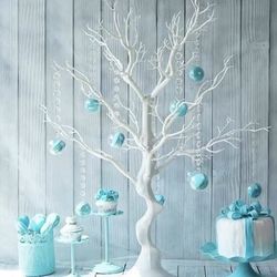 Manzanita Tree Centerpiece 30”Metallic Silver - Decorative Artificial Tree.  Beautiful Manzanita Tree Centerpiece 30" Metallic Silver - Decorative Art