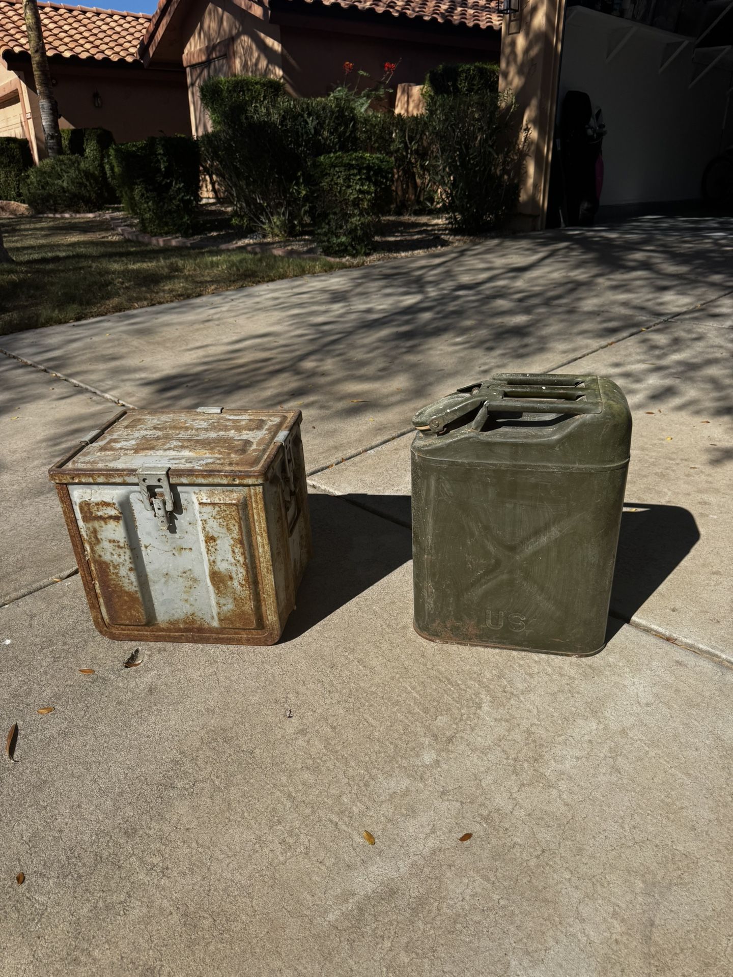 Vintage Military Gas Can And Ammo Box