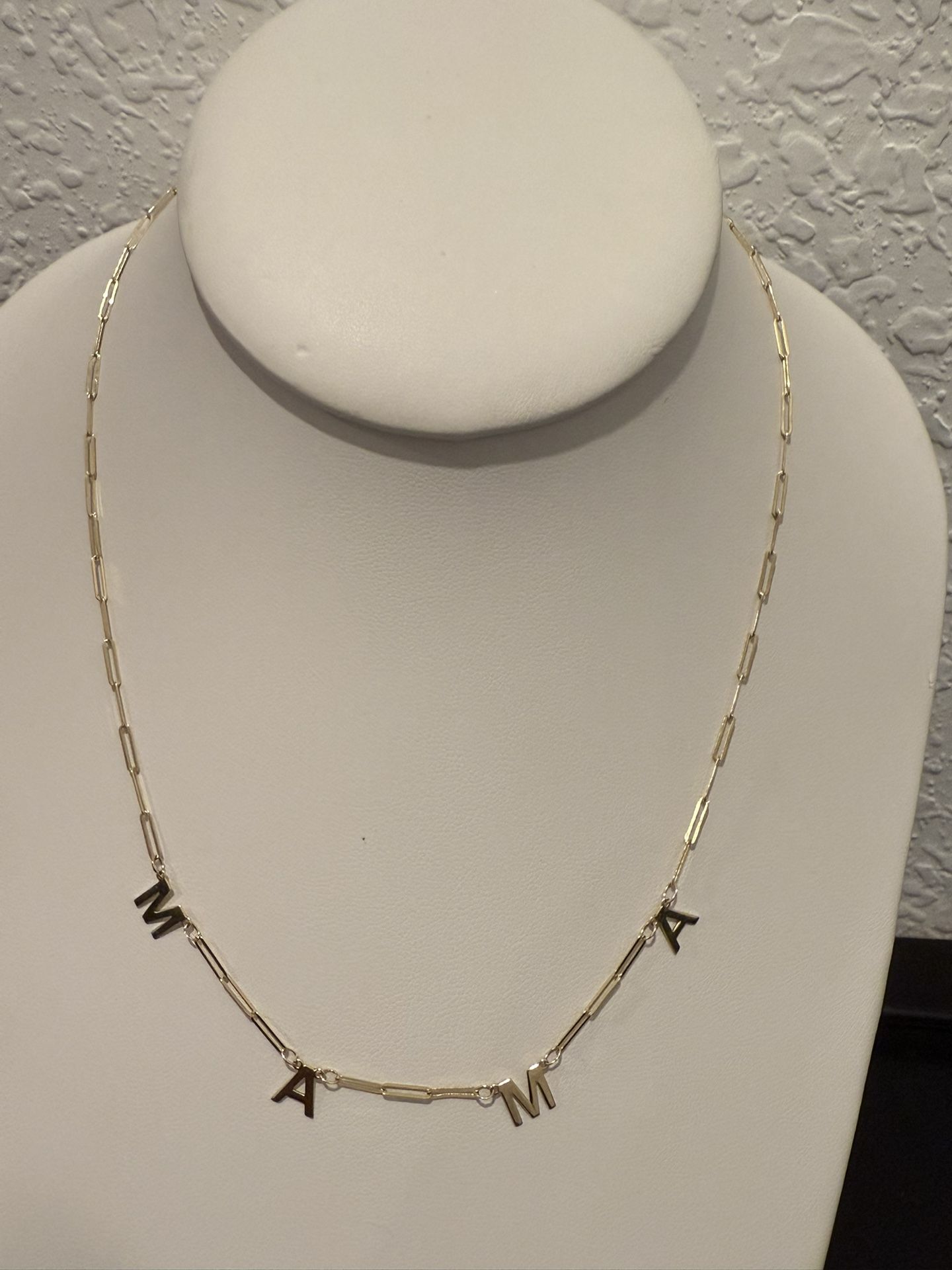 10kt Gold MAMA Paper Clip Design Necklace