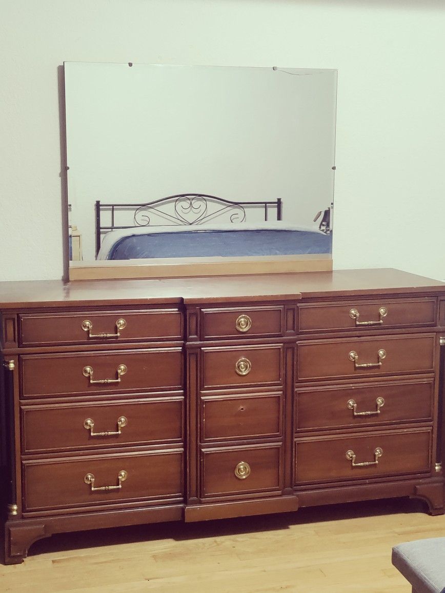 Two Solid Wood Dressers with Mirrors