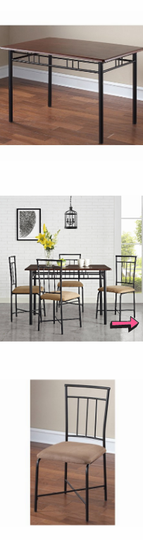 NEW Kitchen Dining Table Set Indoor Decoration Home Wood Top Chairs Elegant Metal Seats Food Serving Cushioning Room Nook Family Meals Strong*↓READ↓*