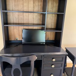 Beautiful Blue Wood Desk and Chair—Great Condition 24d x 51w x 30h Smoke free household