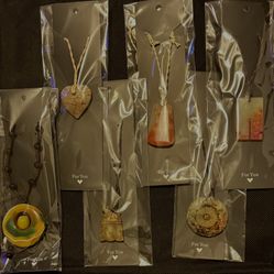 Hand Made Adjustable Corded Necklaces With Stone Pendant Lot Of 6 (pkg 7)