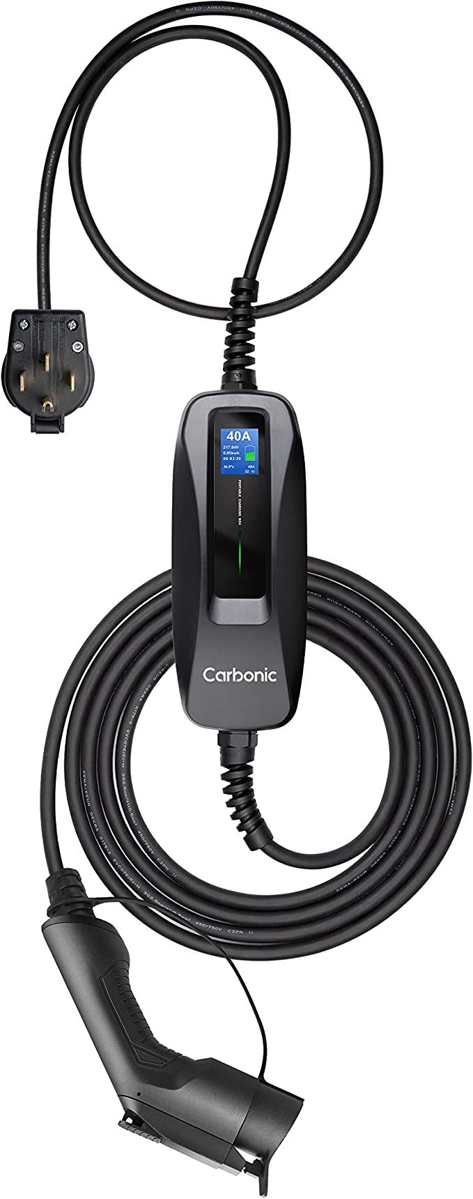 Carbonic 40 AMP Level 1 2 EV Portable Car Charger Home Charging