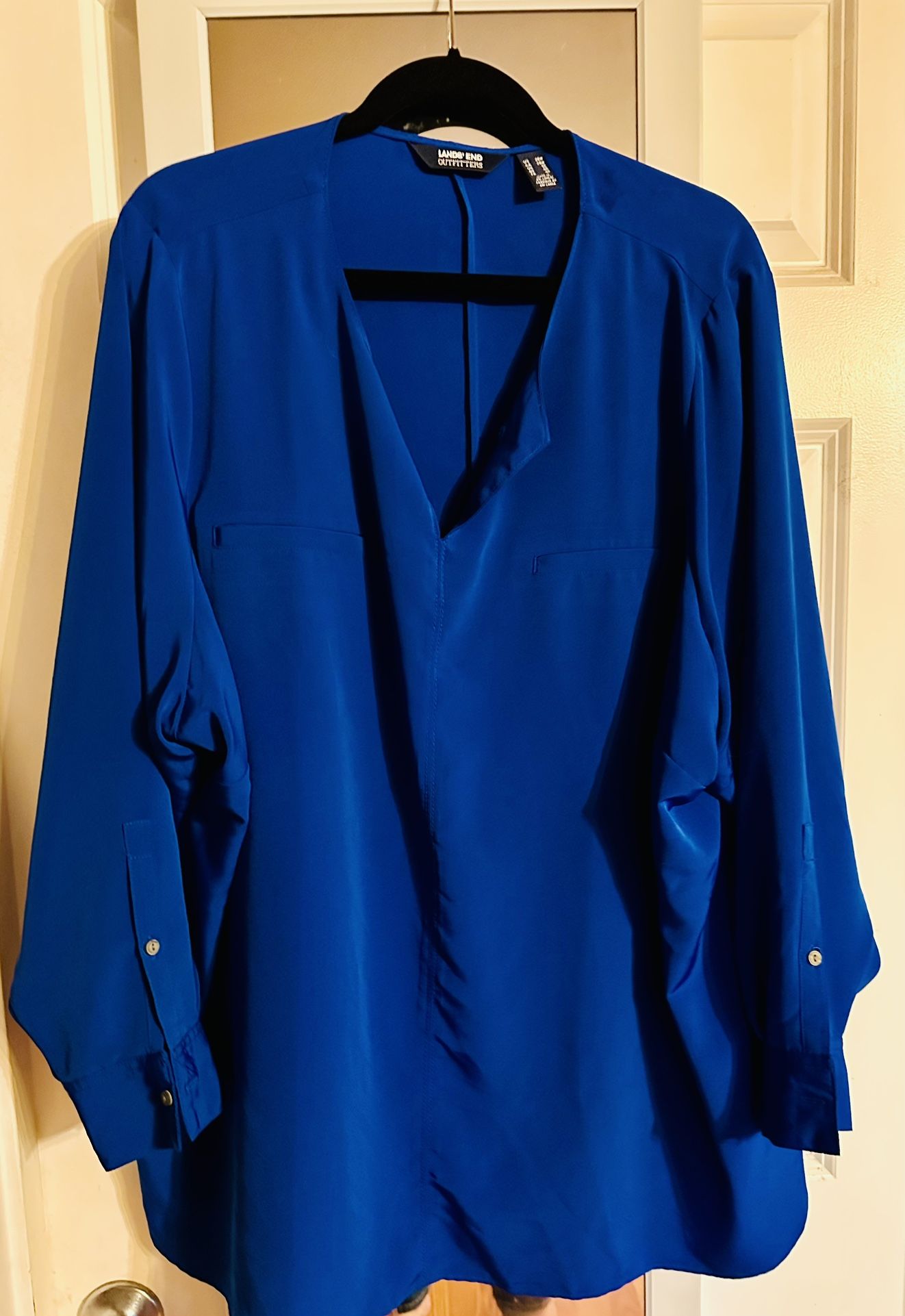 Lands’ End Urban Outfitters Cobalt Blue Blouse Size 4X Plus 28 W