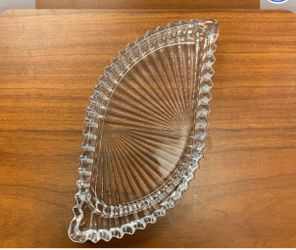 Glass Tray 1960s Wave Fan Retro Sawtooth unique statement