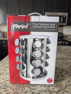 Parini 17-Piece Stainless Steel Carousel Spice Rack