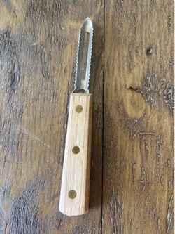 Vintage Japan Stainless Steel Vegetable Peeler Wood Handle Saw Tooth