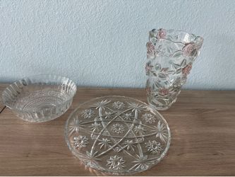 Crystal Mikasa Vase, Crystal platter and Crystal bowl