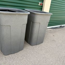 New 50 Gal Heavy Duty Trash Cans Gray Stone