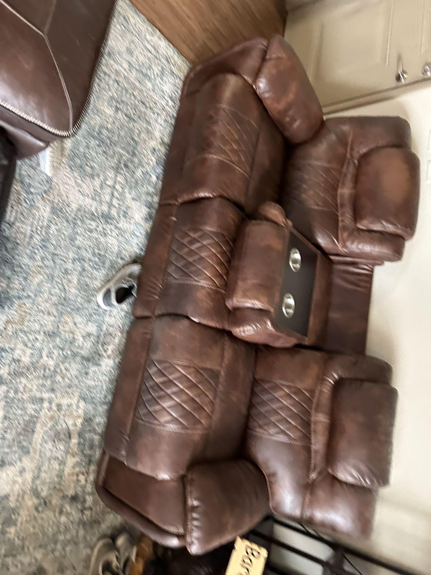 Leather Reclining Sofa and Loveseat
