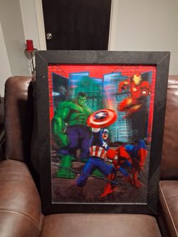 3d marvel frame. Spiderman. Avengers