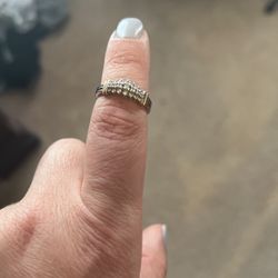 Real Diamond Ring Silver With Gold Accents 