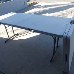 Lifetime 3 1/2' x 6'.    White folding tables.    =. X2. $40 each