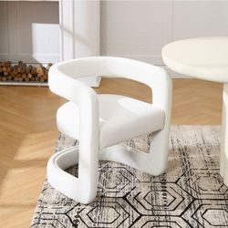 Modern White Accent Chair with Curved Arms
