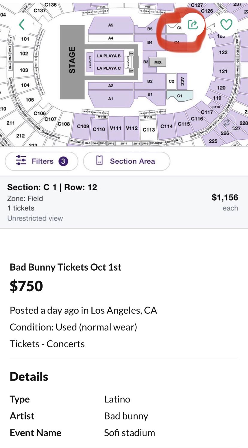 1 Bad Bunny Ticket