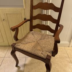 Wooden Ladder Back Chair with Rush Seat Oversized