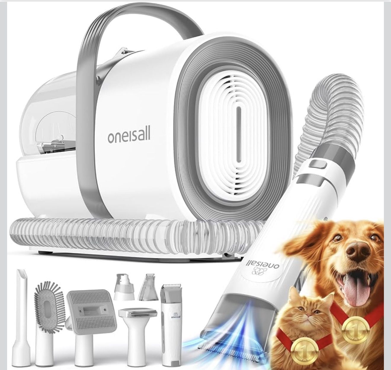 Dog Grooming Vacuum, Pet Grooming Vacuum with Clipper Nail Grinder, 1.5L Dust Cup Dog deshedding Vacuum Brush with 7 Pet Grooming Tools for Shedding P