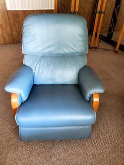 Teal Leather Lazy Boy Swivel Rocker Recliner