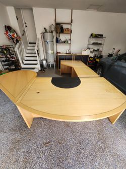 Large office desk set up
