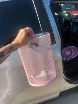 Pink trash bin