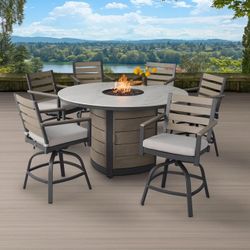 Agio Nicolet 7-piece Fire Outdoor Patio High Dining Set $1499.99