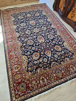 Persian-Style Floral Area Rug Navy Red