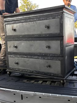 Restoration Hardware Metal Three Drawer Chests Two