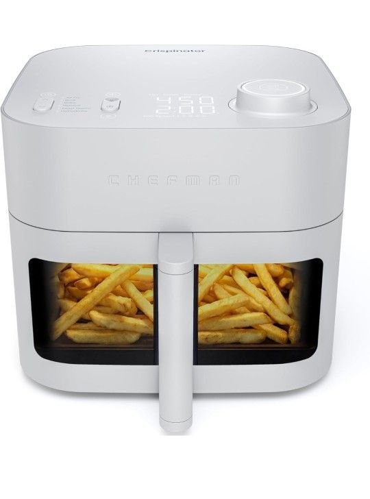 Chefman Crispinator Air Fryer 6-in-1 with 8 Qt capacity, 450°F Max Temp with TurboFry Pro Technology for Fast and Even Results, Viewing Window, Nonsti