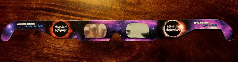Solar Eclipse Glasses
ISO 121312-2 & CE Certified
380ct
USA Made
(N. Austin Pickup)