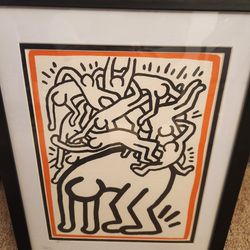 Keith Haring 1980 "Fight Aides Worldwide" Wfuna with COA
