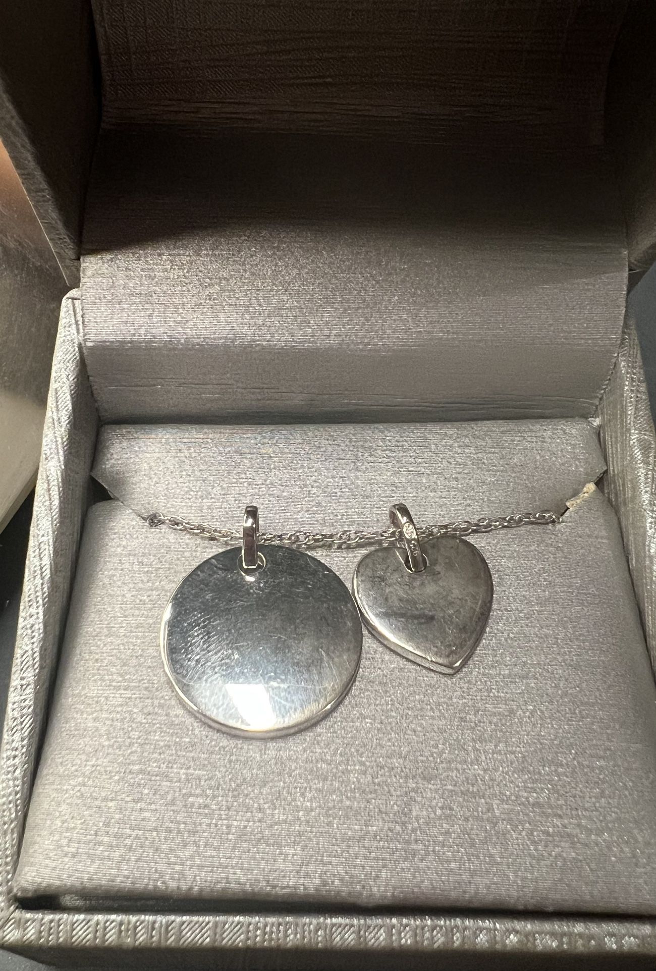 Sterling Silver Heart And Engravable Pendant Necklace