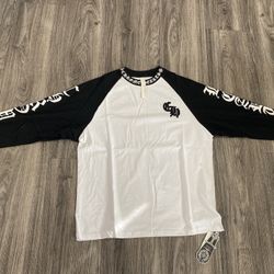 White and Black Chrome Heart Long Sleeve