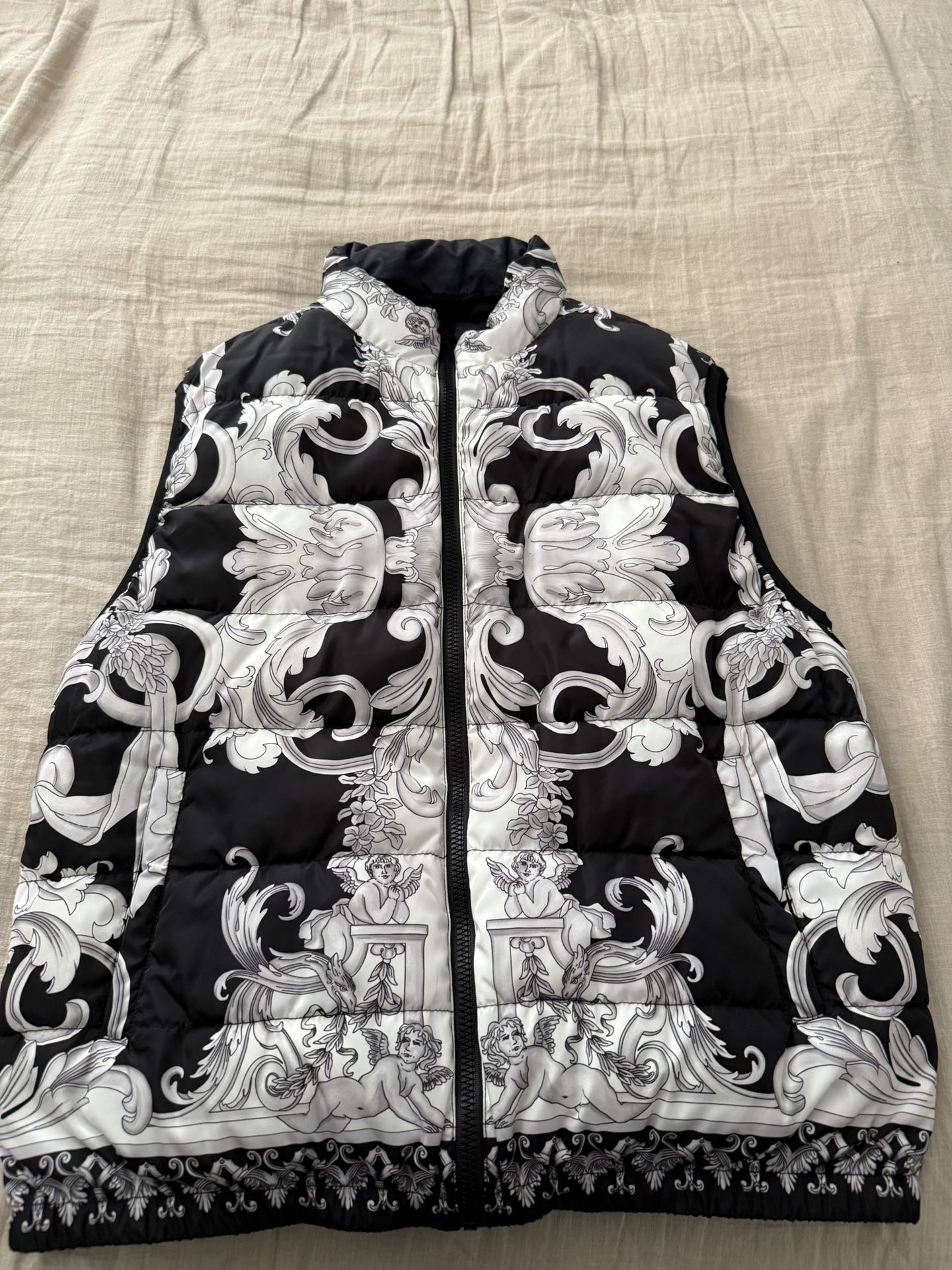 Versace men's baroque reversible puffer vest
