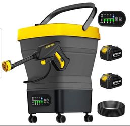 Portable Cordless Washer, 2x5.0Ah Battery, 4 Adjustable Model with 4.5Gal Tank 10FT Hose,
