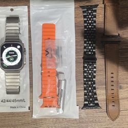 Apple Watch Ultra - 49mm Titanium Case With Different Bands Watch Is Payed Off With Verizon We Can Meet At Any Store To Verify  -Superb Condition!